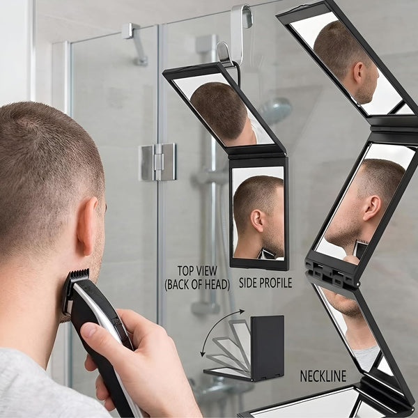 Using a mirror to see the back of your head