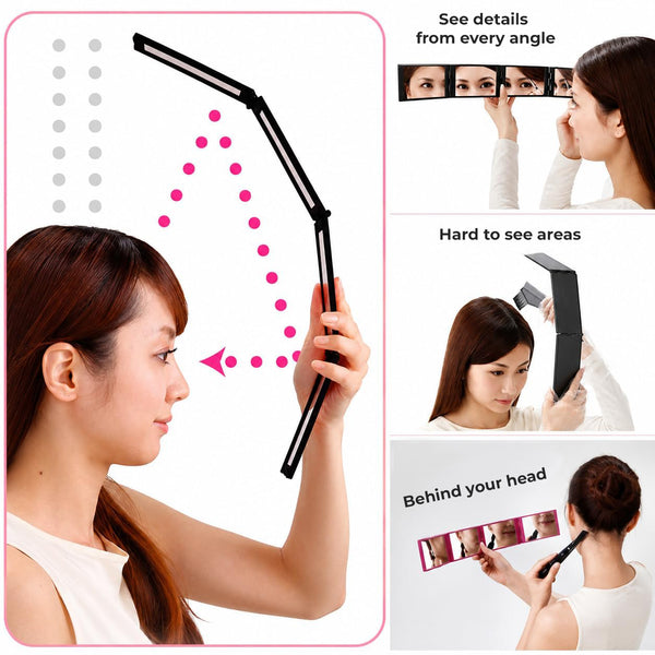 Adjustable four-panel folding hair mirror